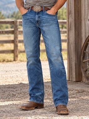 Ariat M4 Men’s 38x34 Relaxed Straight Leg Blue Denim Western Cowboy Jeans